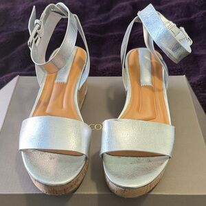 Franco Sarto Silver Wedge Sandals